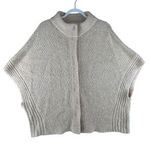 Anthropologie Angel of the North Poncho Womens Large Snap Wool Alpaca Oversized‎